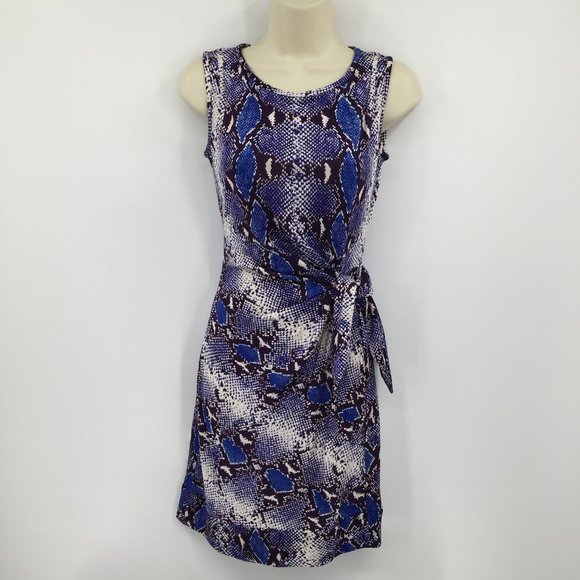 DVF Diane von Furstenberg New Della Python Pop Blue Iris dress silk snake new 4 - Picture 1 of 5